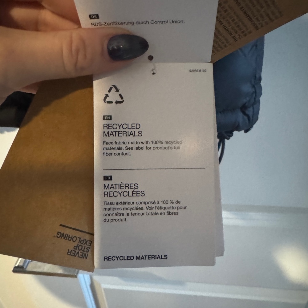NWT North Face Retro Nuptse Jacket with Packable Hood (rolled under collar) - Picture 6 of 7